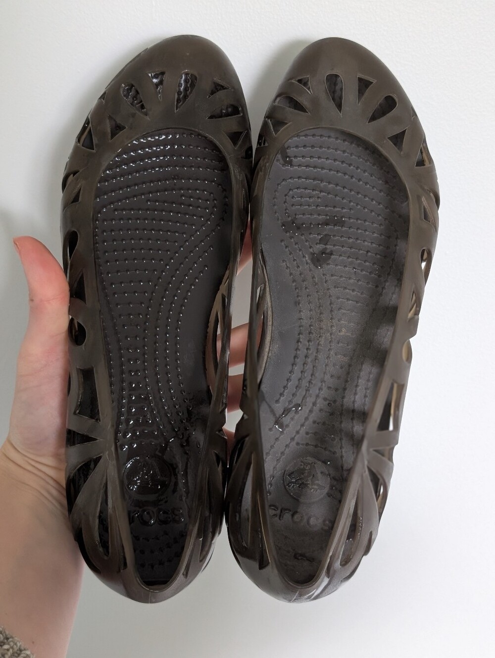 CROCS Women's Brown Cutout Ballet Flats - Picture 3 of 7